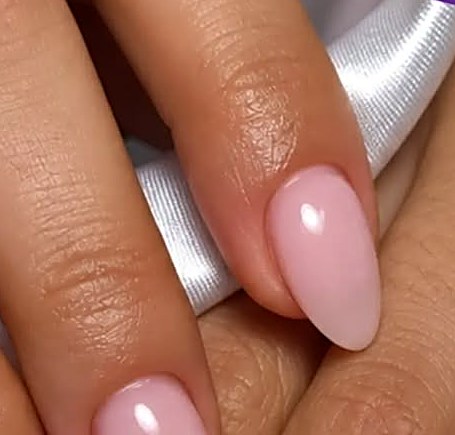 Soft pink almond manicure at Uvabon Nail Salon